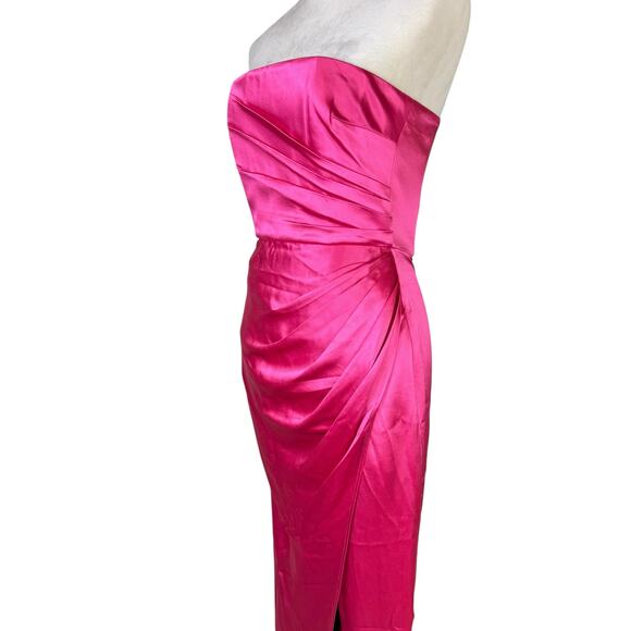 Sau Lee NWT Priyanka Hot Pink Satin Strapless Formal Maxi Gown Prom Dress - Picture 6 of 11